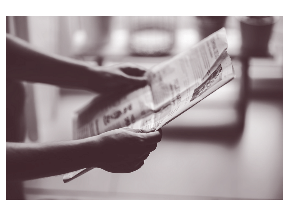 Typewriter showing the word News
